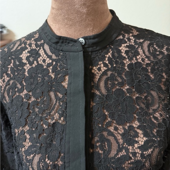 J. Crew Black Sheer Lace Blouse - Picture 2 of 6